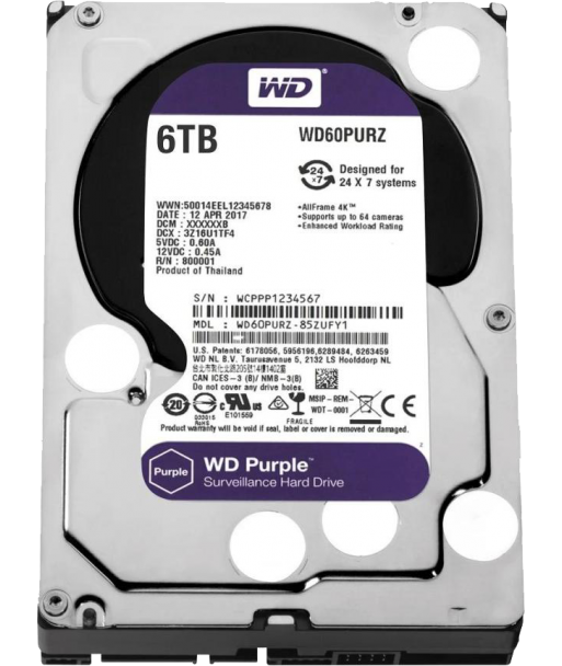 WD Purple Surveillance 6TB HDD - Non PC Drive (Not for Desktops)