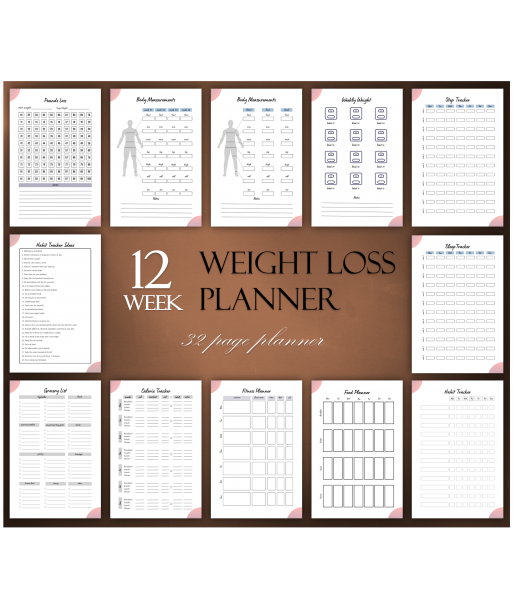 12 Week Weight Loss Planner (Printable PDF - Instant Download)