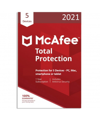McAfee Total Protection 2021 - 5 Devices | 1 Year